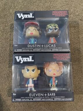 Set of 4: Funko VYNL. Stranger Things Dustin + Lucas, Eleven + Barb